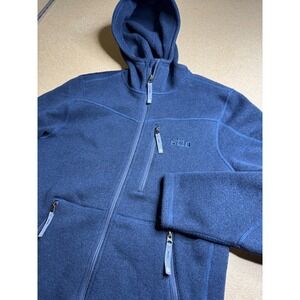 Stio Wilcox Fleece Hoodie Mens Small Blue Full Zip Sweater Knit Jacket Hooded